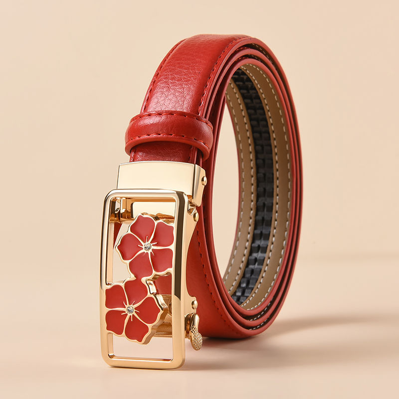 Centură de damă din piele split, cataramă din aliaj, închidere cu șiret, lățime subțire (<2 cm), stil dulce