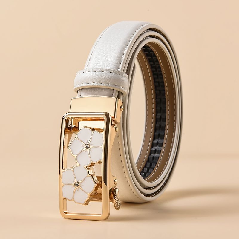 Centură de damă din piele split, cataramă din aliaj, închidere cu șiret, lățime subțire (<2 cm), stil dulce