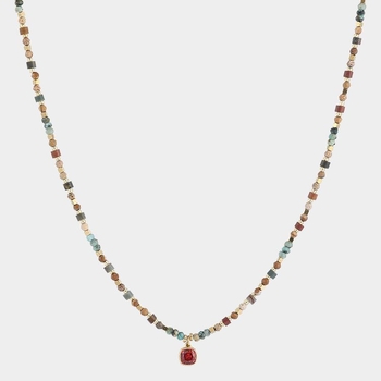 Colier cu pandant geometric, aur 18K, lanț tip corn, lucrat manual