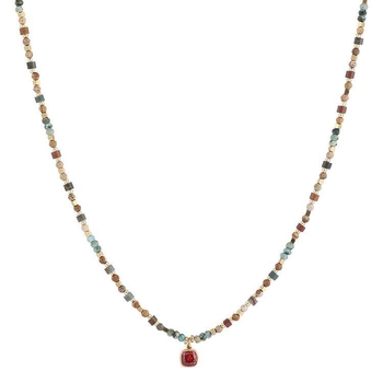 Colier cu pandant geometric, aur 18K, lanț tip corn, lucrat manual