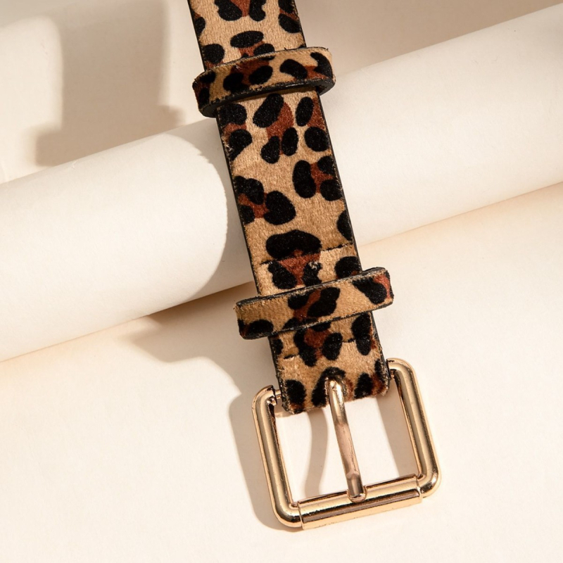 Curea pentru femei cu imprimeu leopard, PU piele, cataramă din aliaj, primăvară 2022