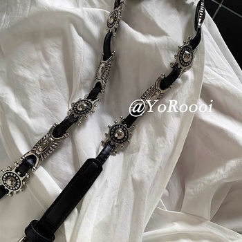 Centură din PU cu cataramă din aliaj, închidere cu știft, suprafață electroplată, vară 2025, accesoriu versatil, elegant în stil lux lejer