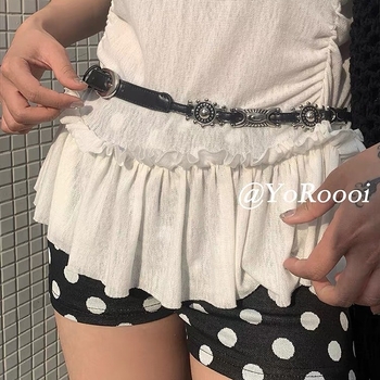 Centură din PU cu cataramă din aliaj, închidere cu știft, suprafață electroplată, vară 2025, accesoriu versatil, elegant în stil lux lejer