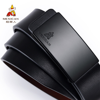 Rookman Curea de bărbați din piele - piele split de vițel, cataramă din aliaj, închidere lină, lățime 2-4 cm, stil coreean