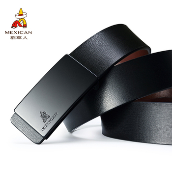 Rookman Curea de bărbați din piele - piele split de vițel, cataramă din aliaj, închidere lină, lățime 2-4 cm, stil coreean