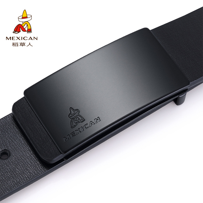 Rookman Curea de bărbați din piele - piele split de vițel, cataramă din aliaj, închidere lină, lățime 2-4 cm, stil coreean