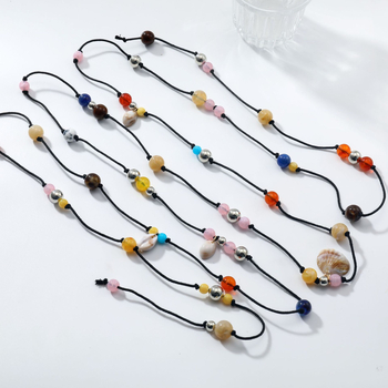 Polymanfi curea pentru femei, design multistrat, din răşină cu scoică, cataramă din aliaj, închidere cu cataramă, mărgele lucrate manual, stil modern și simplu