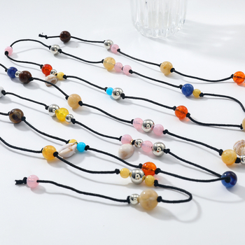 Polymanfi curea pentru femei, design multistrat, din răşină cu scoică, cataramă din aliaj, închidere cu cataramă, mărgele lucrate manual, stil modern și simplu