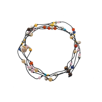 Polymanfi curea pentru femei, design multistrat, din răşină cu scoică, cataramă din aliaj, închidere cu cataramă, mărgele lucrate manual, stil modern și simplu