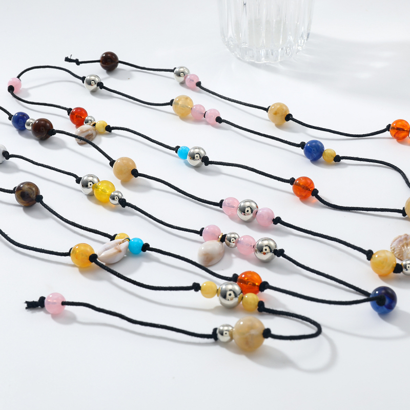 Polymanfi curea pentru femei, design multistrat, din răşină cu scoică, cataramă din aliaj, închidere cu cataramă, mărgele lucrate manual, stil modern și simplu