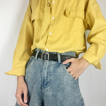 Curea din PU piele, cataramă din aliaj, închidere cu pin, stil minimalist, elegant, office, vară 2021