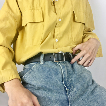 Curea din PU piele, cataramă din aliaj, închidere cu pin, stil minimalist, elegant, office, vară 2021