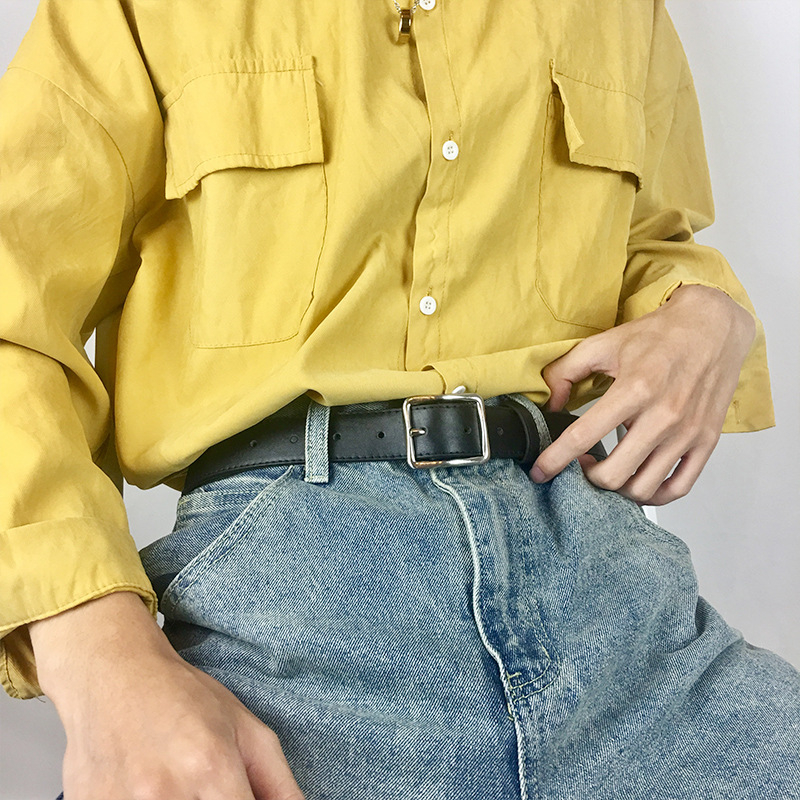 Curea din PU piele, cataramă din aliaj, închidere cu pin, stil minimalist, elegant, office, vară 2021