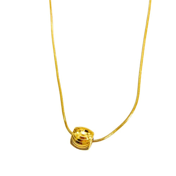 Colier – oțel titan, placare PVD auriu, lanț rotund de tip șarpe, pandant din oțel inoxidabil 316L, design multistrat în formă de val