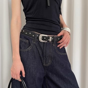 Curea PU cu cataramă din aliaj, închidere cu știft, lățime 2–4 cm, stil hip-hop / street, detaliu star