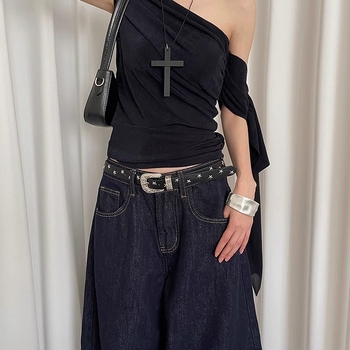 Curea PU cu cataramă din aliaj, închidere cu știft, lățime 2–4 cm, stil hip-hop / street, detaliu star