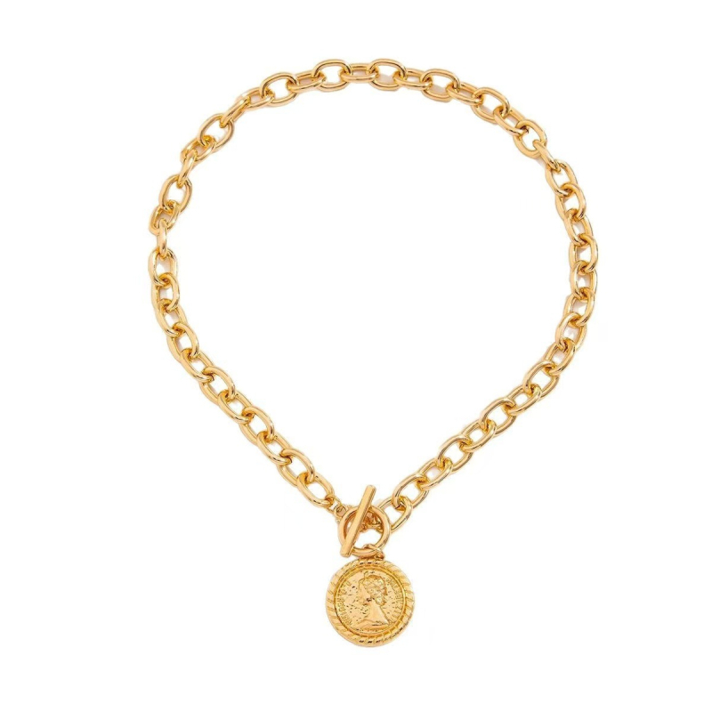 Colier din oțel inoxidabil 316, pandant geometric rotund, metal acoperit, Brand Beautiful bracelet