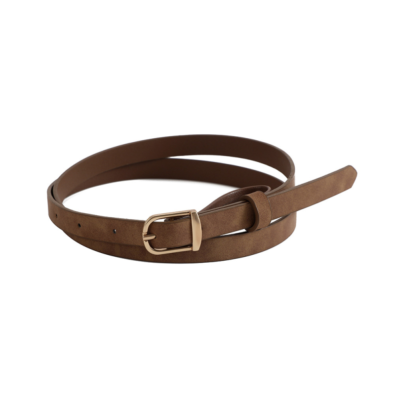 Centură subțire din PU pentru femei, cataramă cu pin, cataramă din aliaj, stil vintage retro, finisaj electroplacat