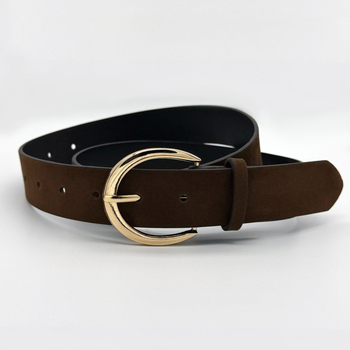 Centură pentru femei din piele artificială, cataramă din aliaj cu știft, închidere cu știft, prelucrare: găurire, electropolizare.