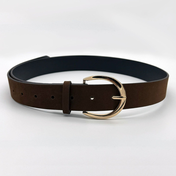 Centură pentru femei din piele artificială, cataramă din aliaj cu știft, închidere cu știft, prelucrare: găurire, electropolizare.