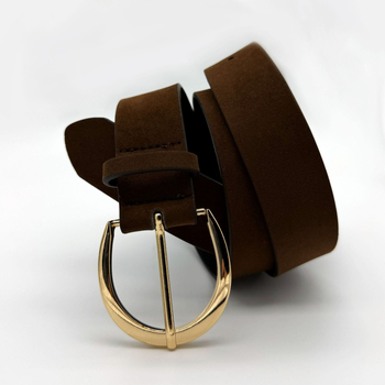 Centură pentru femei din piele artificială, cataramă din aliaj cu știft, închidere cu știft, prelucrare: găurire, electropolizare.