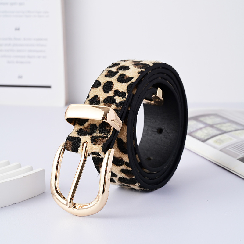 Női PU öv leopárd mintával, ötvözet csattal, tűcsattal, szélesség 2-4 cm, elektroplatált felület