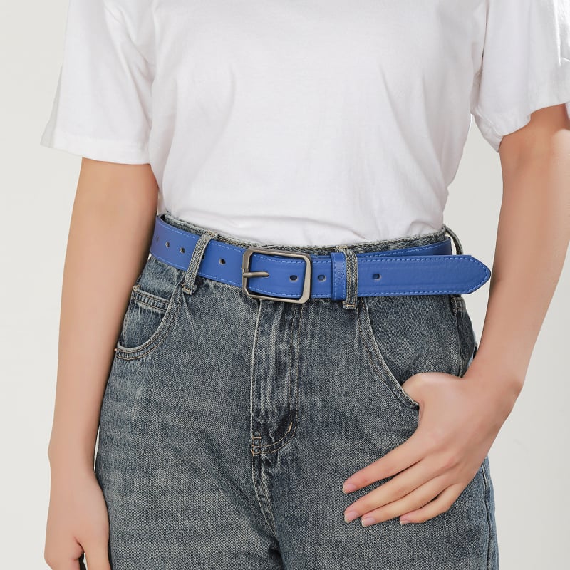 Centură pentru pantaloni femei – material PU, cataramă din aliaj, închidere cu pin, lățime 2–4 cm, brand Juxing