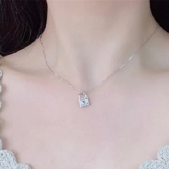 Colier cu pandantiv lacăt în formă de inimă pentru cupluri, aliaj, vară 2023, stil fashion