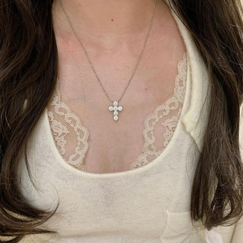 Colier cu cruce, argint 925, lanț obișnuit, stil medieval literar retro