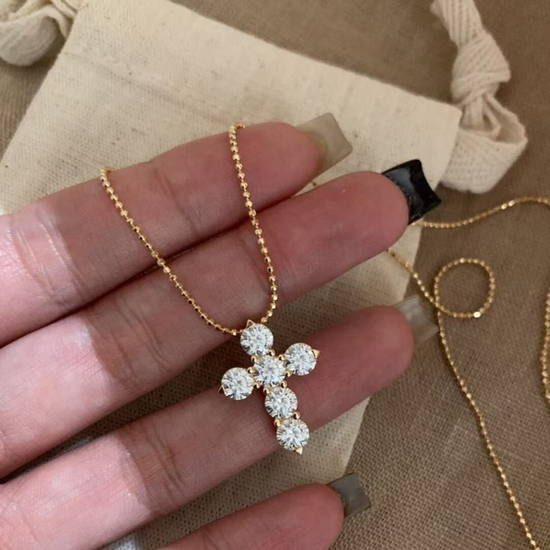 Colier cu cruce, argint 925, lanț obișnuit, stil medieval literar retro