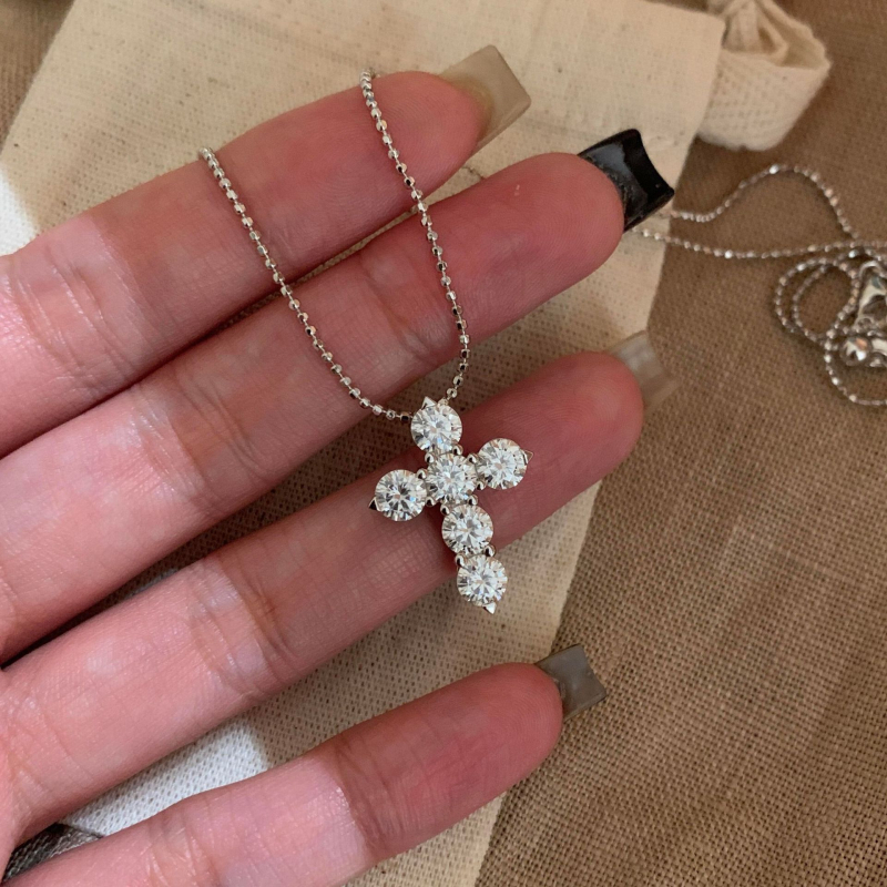 Colier cu cruce, argint 925, lanț obișnuit, stil medieval literar retro