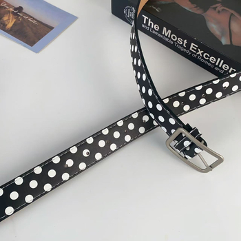 Curea pentru femei din piele artificială, cataramă din aliaj, închidere cu pin, lățime 2–4 cm, design cu puncte