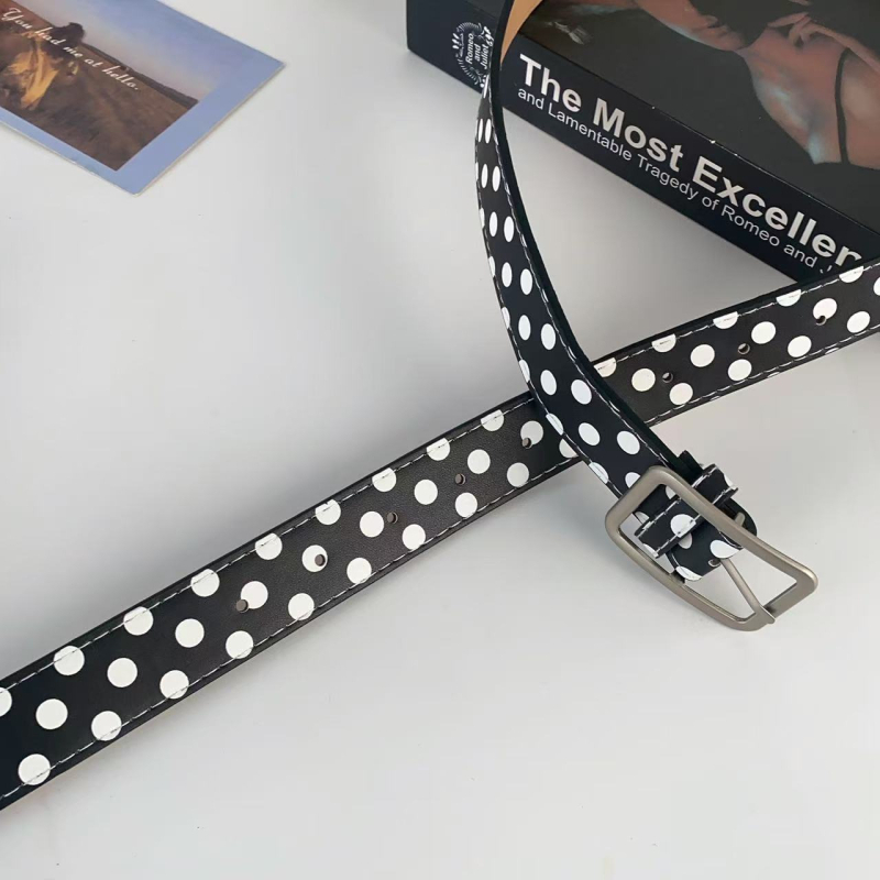 Curea pentru femei din piele artificială, cataramă din aliaj, închidere cu pin, lățime 2–4 cm, design cu puncte