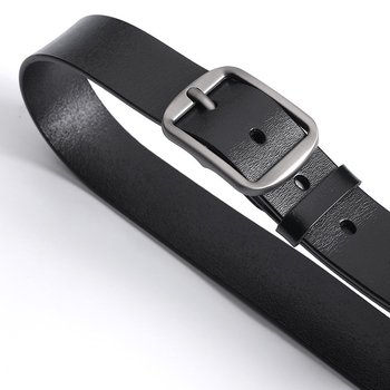Centură pentru bărbați din piele naturală, din două straturi de piele de vițel, cataramă din aliaj, închidere cu știft, lățime 2–4 cm