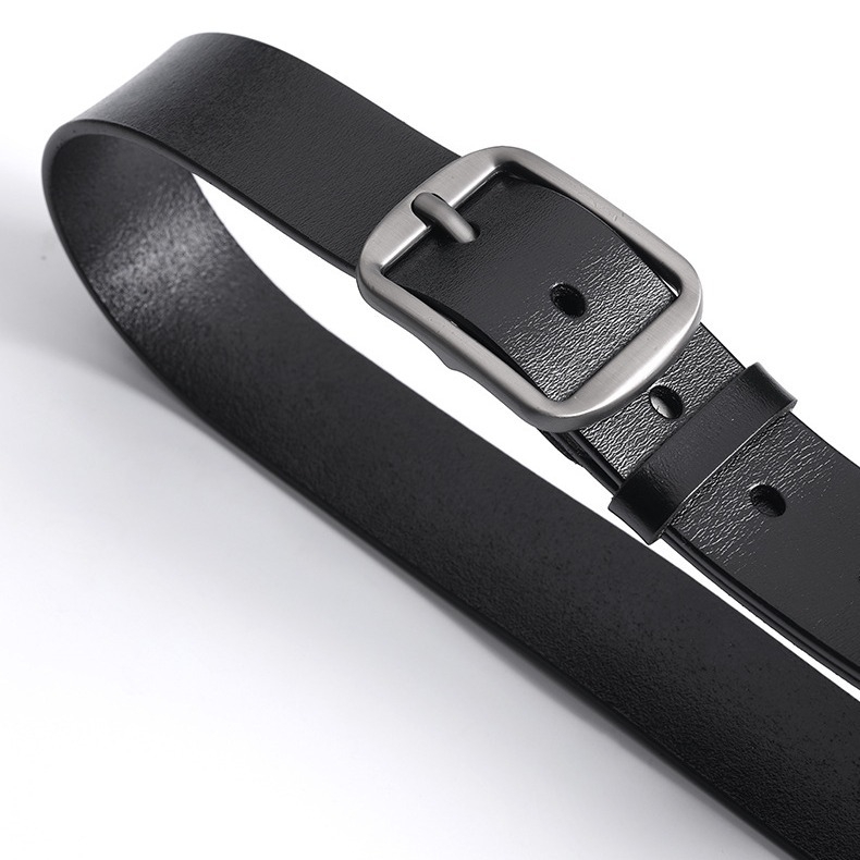 Centură pentru bărbați din piele naturală, din două straturi de piele de vițel, cataramă din aliaj, închidere cu știft, lățime 2–4 cm