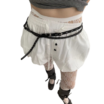 Curea punk cu cataramă metalică și nituri, două straturi subțire PU, închidere cu știft, stil Y2K