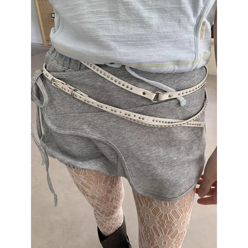 Curea punk cu cataramă metalică și nituri, două straturi subțire PU, închidere cu știft, stil Y2K