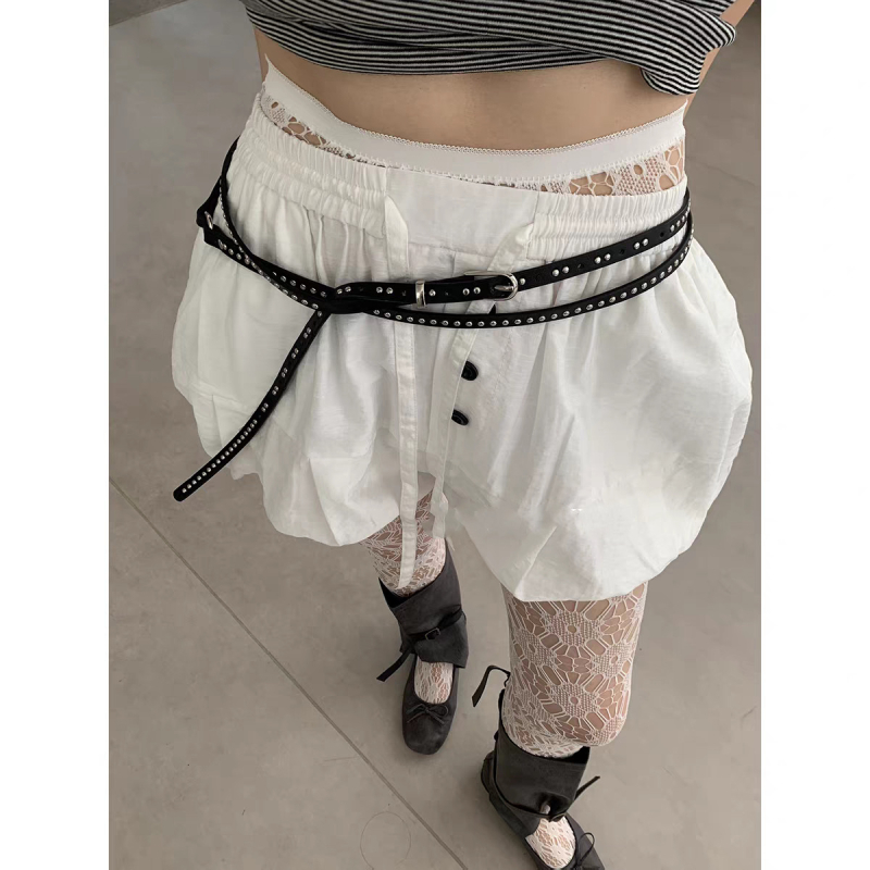 Curea punk cu cataramă metalică și nituri, două straturi subțire PU, închidere cu știft, stil Y2K