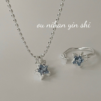 Ouni Han 925-srebrna geometrijska ogrlica s križnim lancem i privjeskom cirkon zvijezde (H1812-H1813)