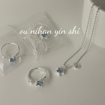 Ouni Han 925-srebrna geometrijska ogrlica s križnim lancem i privjeskom cirkon zvijezde (H1812-H1813)