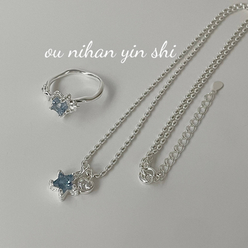 Ouni Han 925-srebrna geometrijska ogrlica s križnim lancem i privjeskom cirkon zvijezde (H1812-H1813)