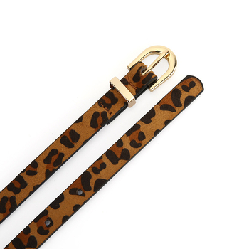 Női vékony öv leopard mintával, ötvözet csattal, tűcsattal, vintage jazz stílus