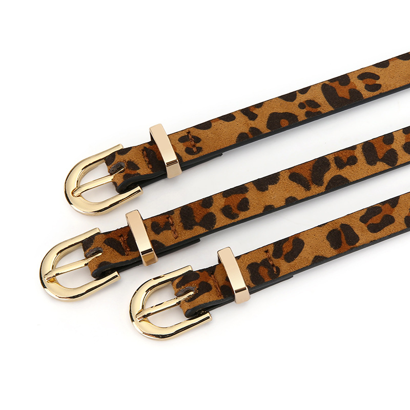 Női vékony öv leopard mintával, ötvözet csattal, tűcsattal, vintage jazz stílus
