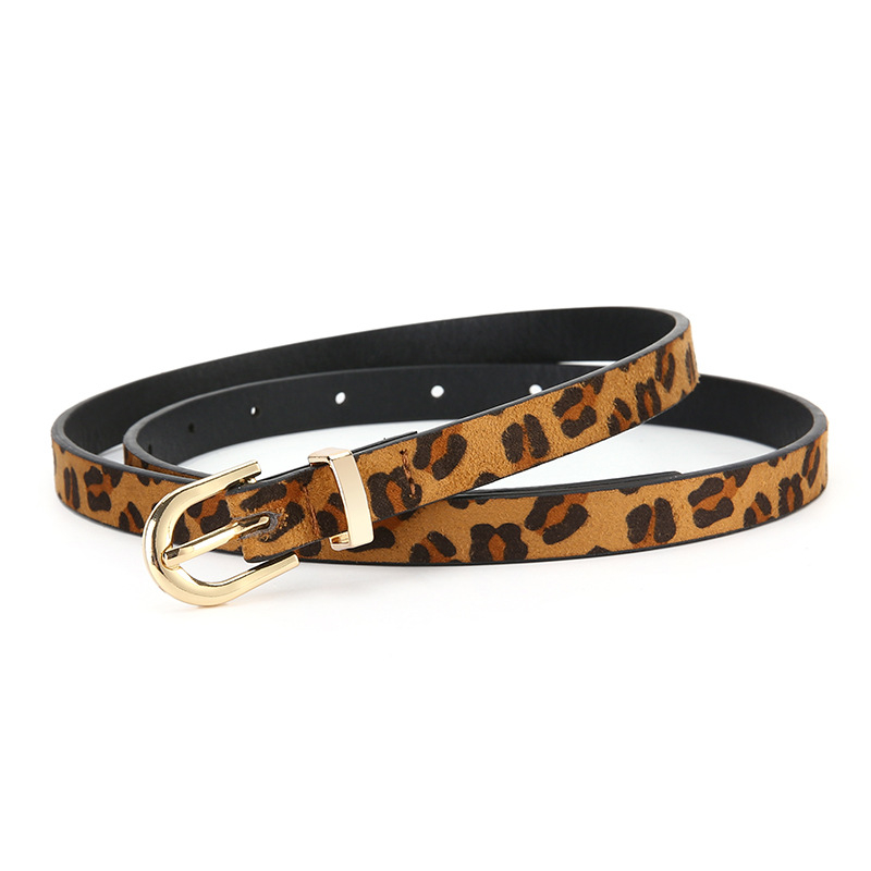 Női vékony öv leopard mintával, ötvözet csattal, tűcsattal, vintage jazz stílus