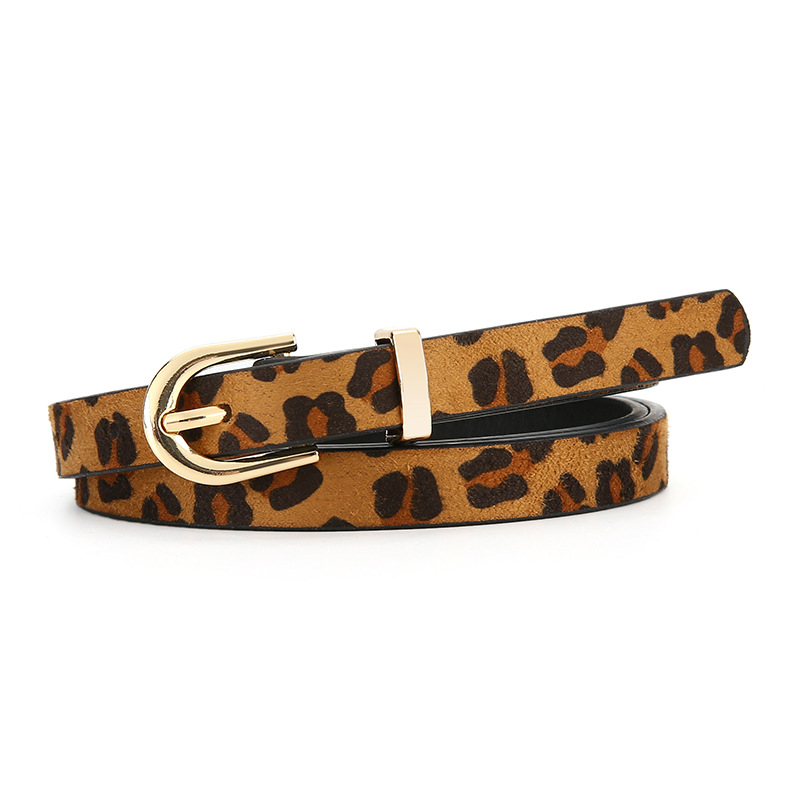 Női vékony öv leopard mintával, ötvözet csattal, tűcsattal, vintage jazz stílus