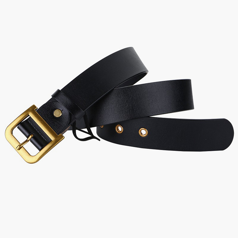 Centură din piele naturală pentru femei – lățime >4 cm, cataramă din aliaj cu pin, stil boem retro, Ouhao Leather Goods