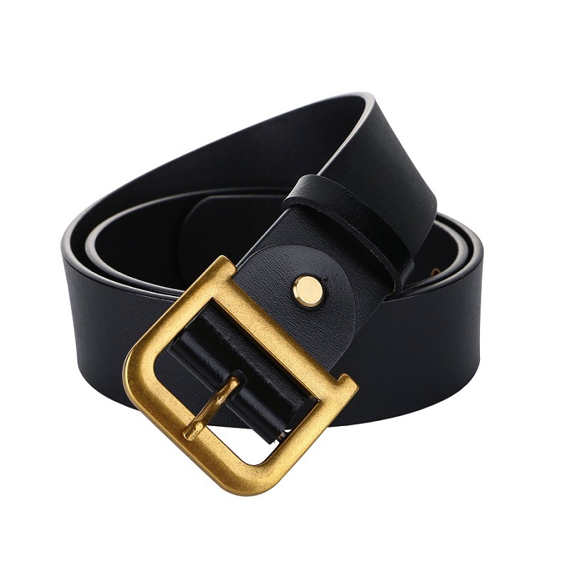 Centură din piele naturală pentru femei – lățime >4 cm, cataramă din aliaj cu pin, stil boem retro, Ouhao Leather Goods