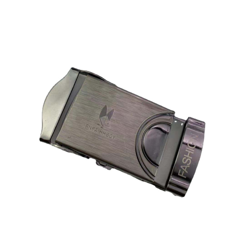 Мъжка метална закопчалка за колан с правоъгълна форма, гладък дизайн, лазерно гравирана и персонализируемо лого.