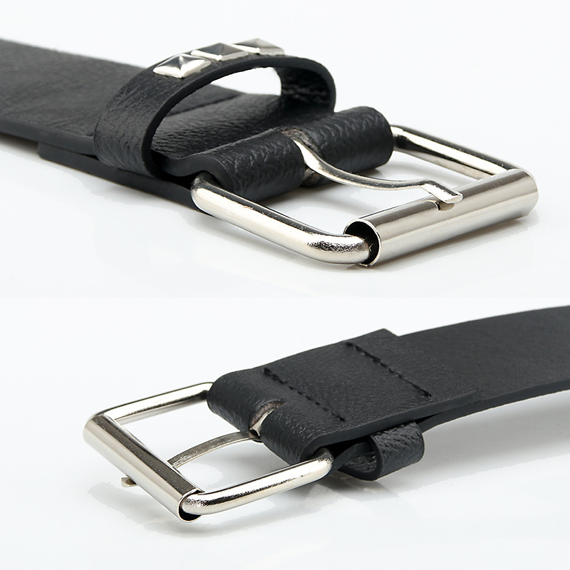  curea unisex cu nituri piramidale pătrate, din piele ecologică, cataramă cu pin, lățime 2–4 cm, mărime 110, stil hip-hop