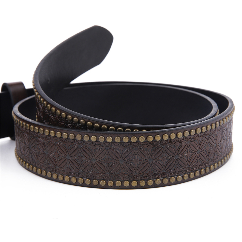 Curea din piele PU cu cataramă din aliaj, închidere cu placă, lățime 2-4 cm, stil retro vintage, design reliefat